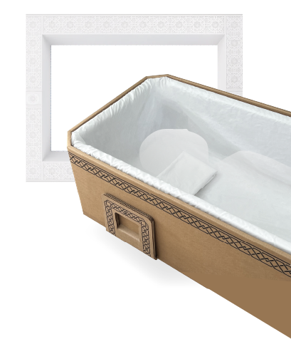 Biodegradable cardboard coffin with eco-friendly design | Eco-friendly funeral casket made from recycled cardboard | Sustainable burial solution - flat-pack coffin kit | Cardboard coffin for green funerals and cremation | Lightweight cremation coffin with waterproof lining | Customizable eco coffin with modern, sustainable design | Flat-pack biodegradable coffin easy to assemble | Space-saving eco coffin for cremation or burial | Environmentally friendly cardboard coffin for green funerals | Waterproof lined cardboard casket for eco-conscious burials | Beyond Echo eco coffin – sustainable funeral solution