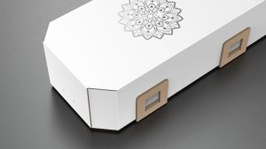 Biodegradable cardboard coffin with eco-friendly design | Eco-friendly funeral casket made from recycled cardboard | Sustainable burial solution - flat-pack coffin kit | Cardboard coffin for green funerals and cremation | Lightweight cremation coffin with waterproof lining | Customizable eco coffin with modern, sustainable design | Flat-pack biodegradable coffin easy to assemble | Space-saving eco coffin for cremation or burial | Environmentally friendly cardboard coffin for green funerals | Waterproof lined cardboard casket for eco-conscious burials | Beyond Echo eco coffin – sustainable funeral solution